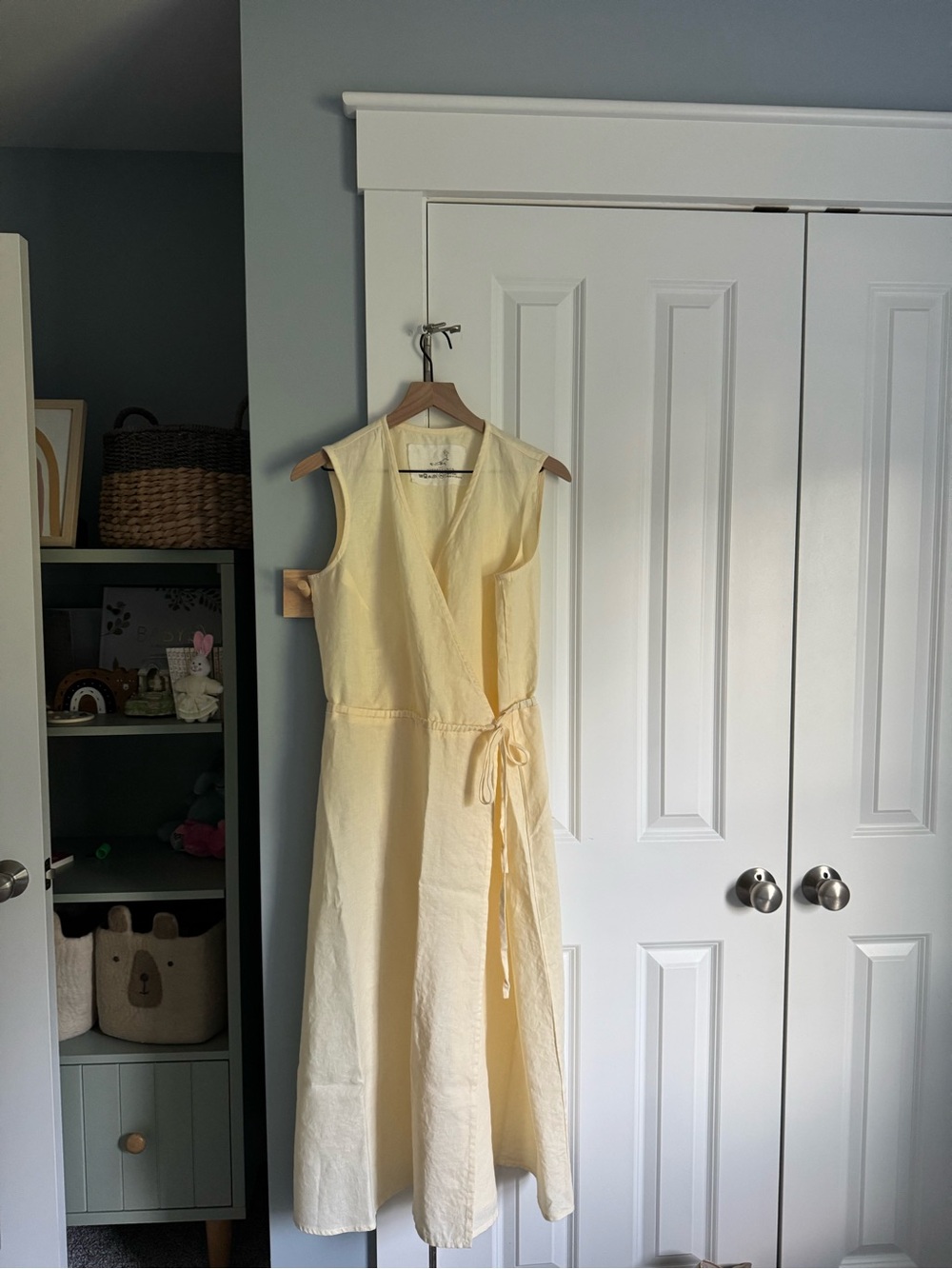 notPERFECTLINEN Althea Sleeveless Wrap Dress- Light Butter
